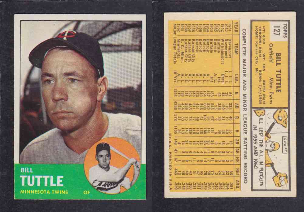 1963 TOPPS BASEBALL CARD #127 B. TUTTLE photo 1963 TOPPS BASEBALL CARD #127 B. TUTTLE photo