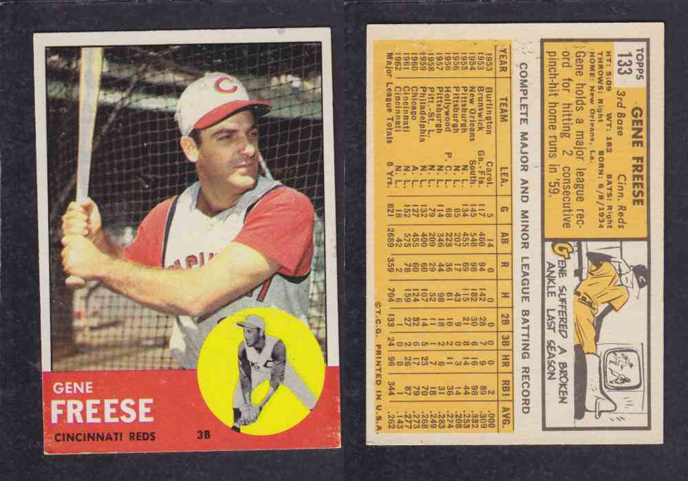 1963  TOPPS BASEBALL CARD  #133  G. FREESE photo