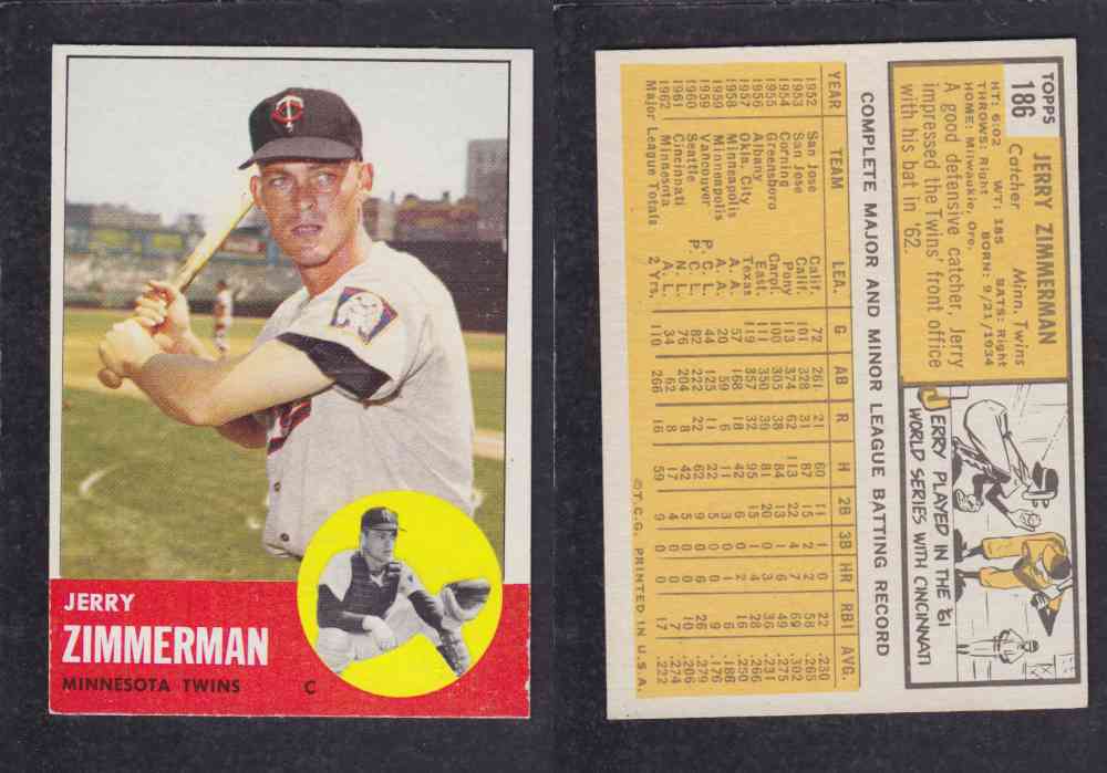 1963  TOPPS BASEBALL CARD  #186  J. ZIMMERMAN photo
