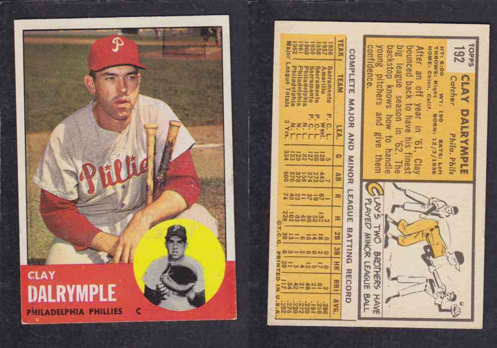 1963  TOPPS BASEBALL CARD  #192  C. DALRYMPLE photo