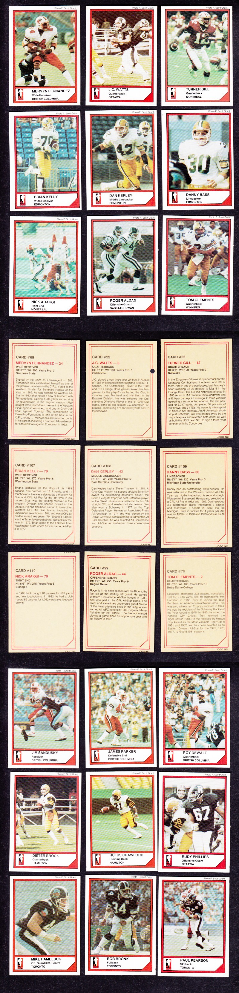 1984 CFL JOGO FOOTBALL CARD FULL SET SER.1 110/110 photo 1984 CFL JOGO FOOTBALL CARD FULL SET SER.1 110/110 photo