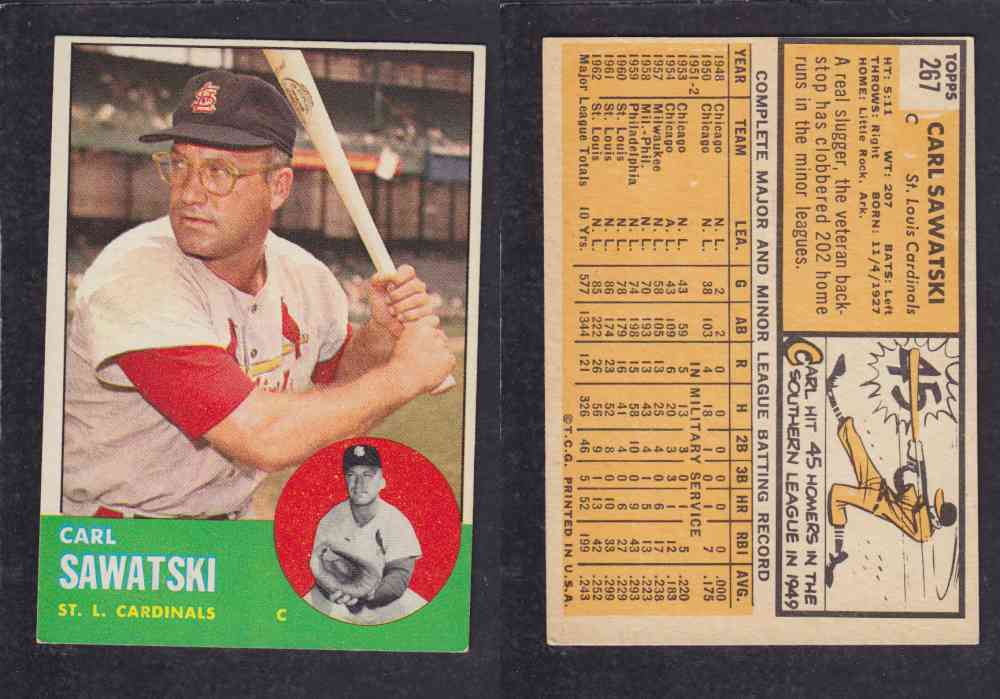 1963 TOPPS BASEBALL CARD #267 C. SAWATSKI photo 1963 TOPPS BASEBALL CARD #267 C. SAWATSKI photo