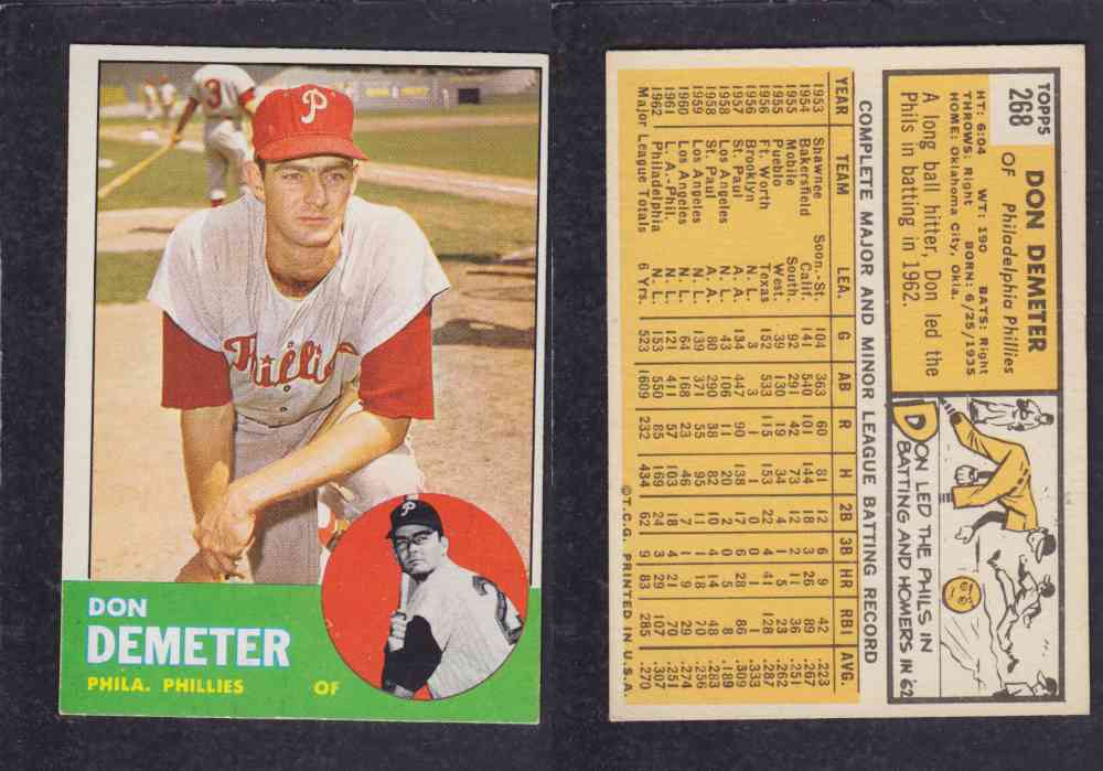1963  TOPPS BASEBALL CARD  #268  D. DEMETER photo