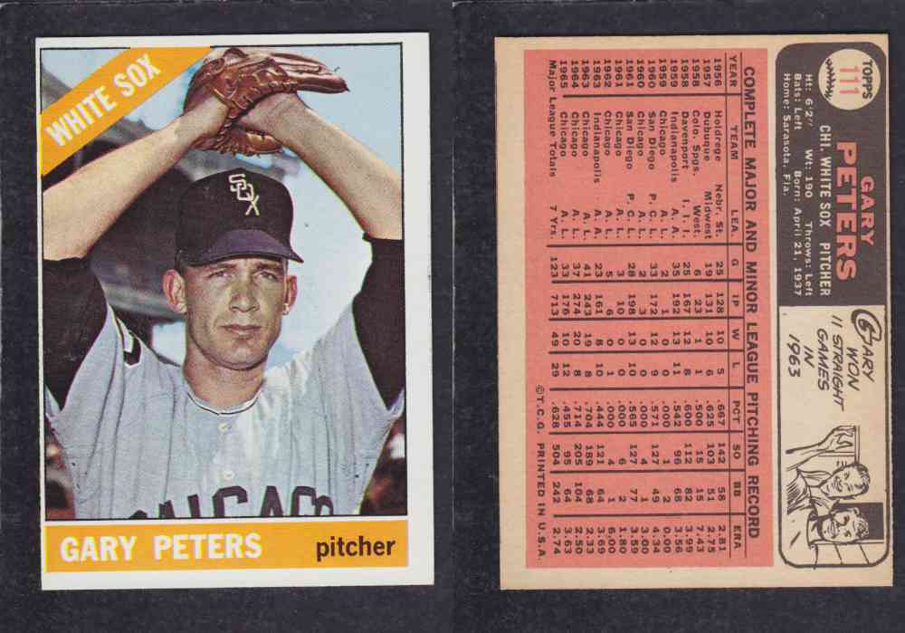 1966 TOPPS BASEBALL CARD #111 G. PETERS photo 1966 TOPPS BASEBALL CARD #111 G. PETERS photo