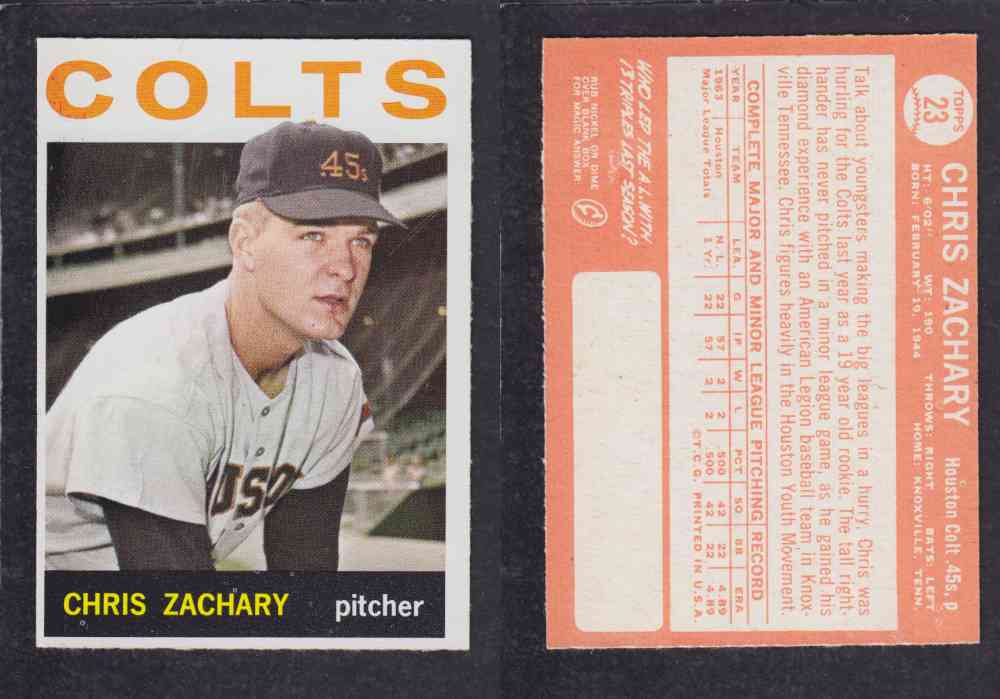 1964 TOPPS BASEBALL CARD #23 C. ZACHARY photo 1964 TOPPS BASEBALL CARD #23 C. ZACHARY photo