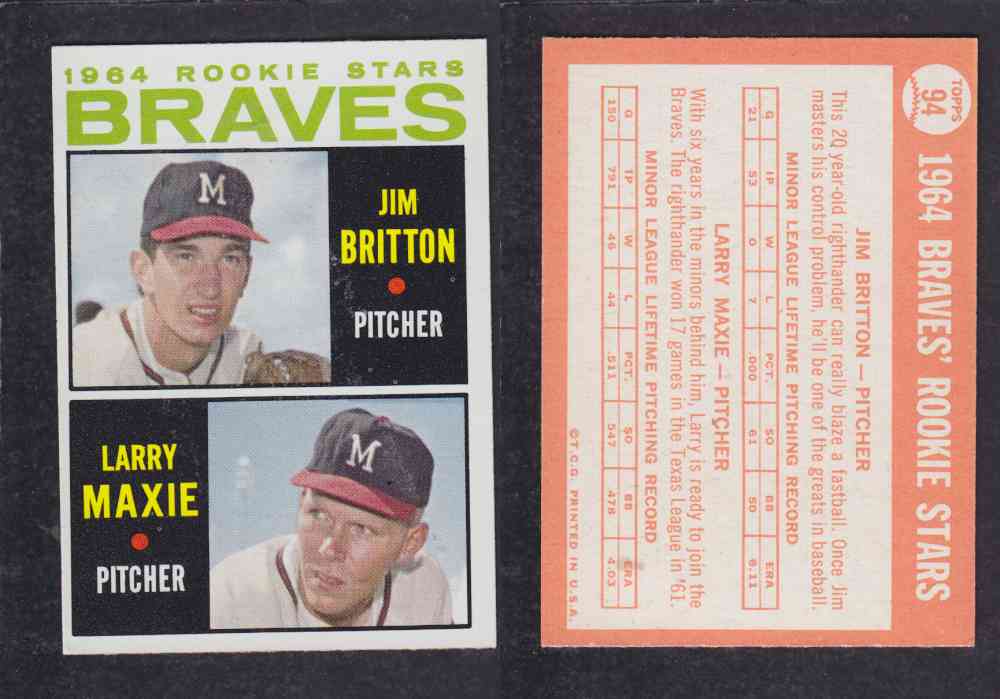 1964 TOPPS BASEBALL CARD #94 BRAVES' ROOKIE STARS photo 1964 TOPPS BASEBALL CARD #94 BRAVES' ROOKIE STARS photo