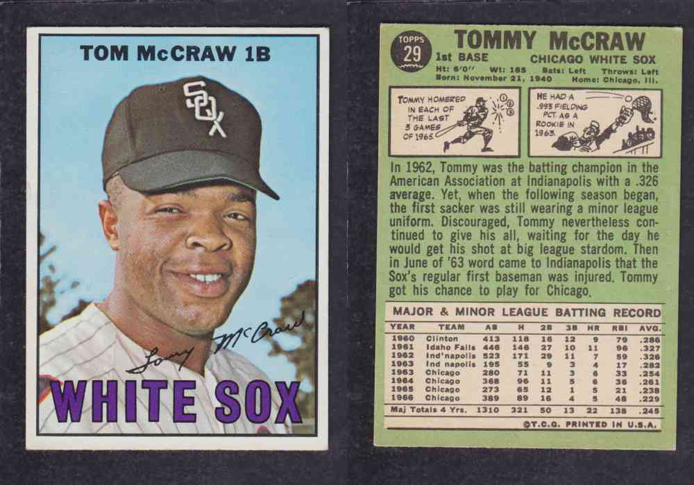 1967   TOPPS BASEBALL CARD  #29  T. McCRAW photo