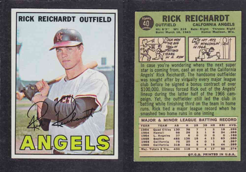 1967 TOPPS BASEBALL CARD #40 R. REICHARDT photo 1967 TOPPS BASEBALL CARD #40 R. REICHARDT photo