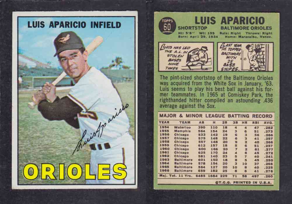 1967   TOPPS BASEBALL CARD  #60  L. APARICIO photo