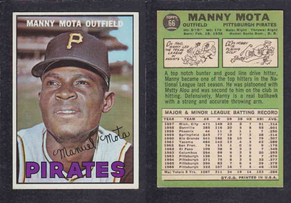 1967 TOPPS BASEBALL CARD #66 M. MOTA photo 1967 TOPPS BASEBALL CARD #66 M. MOTA photo
