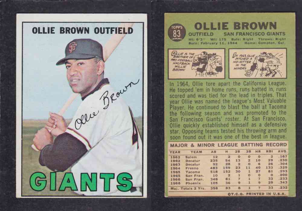 1967   TOPPS BASEBALL CARD  #83  O. BROWN photo