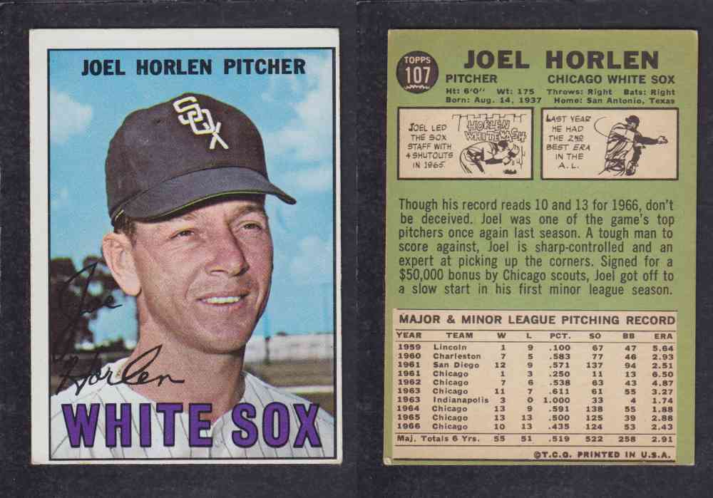 1967 TOPPS BASEBALL CARD #107 J. HORLEN photo 1967 TOPPS BASEBALL CARD #107 J. HORLEN photo