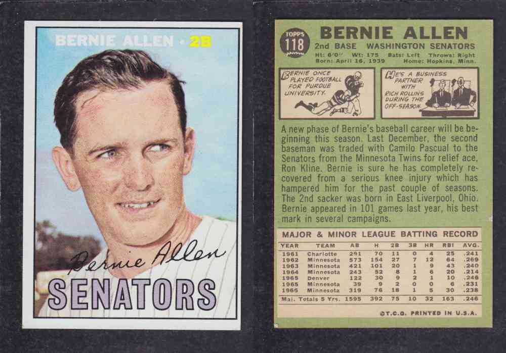 1967 TOPPS BASEBALL CARD #118 B. ALLEN photo 1967 TOPPS BASEBALL CARD #118 B. ALLEN photo