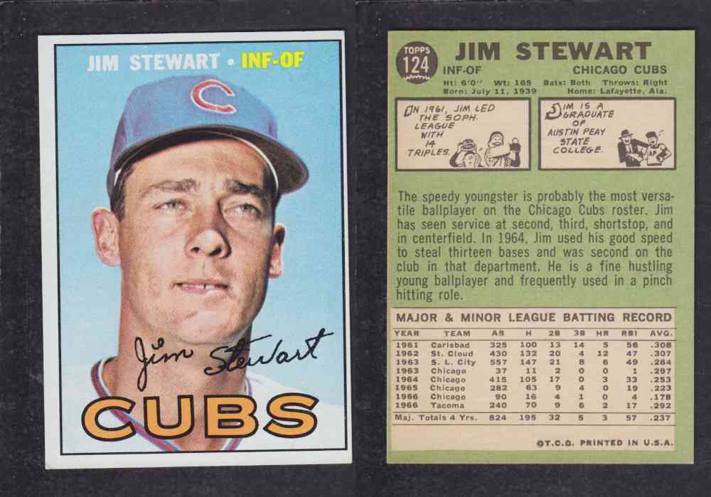 1967 TOPPS BASEBALL CARD #124 J. STEWART photo 1967 TOPPS BASEBALL CARD #124 J. STEWART photo