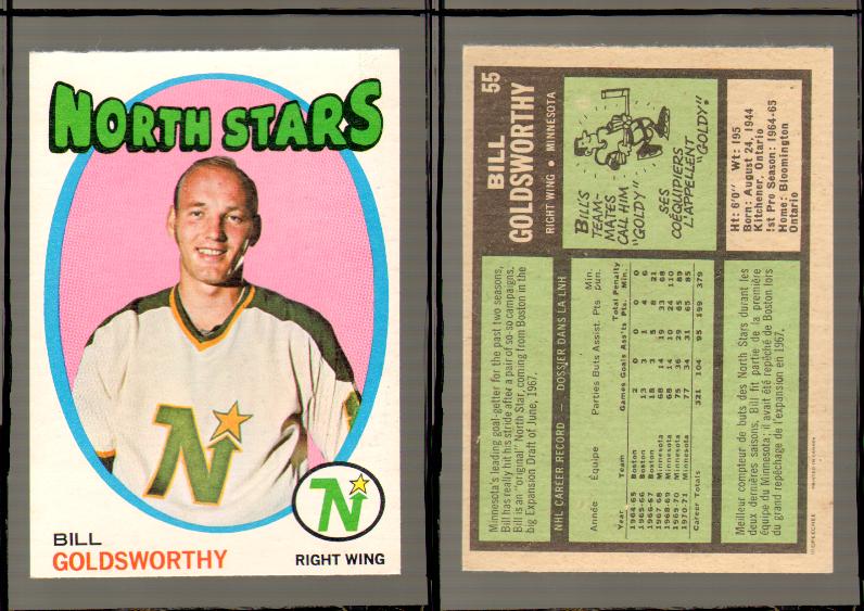 1971-72 O-PEE-CHEE HOCKEY CARD #55 B.GOLDSWORTHY photo 1971-72 O-PEE-CHEE HOCKEY CARD #55 B.GOLDSWORTHY photo