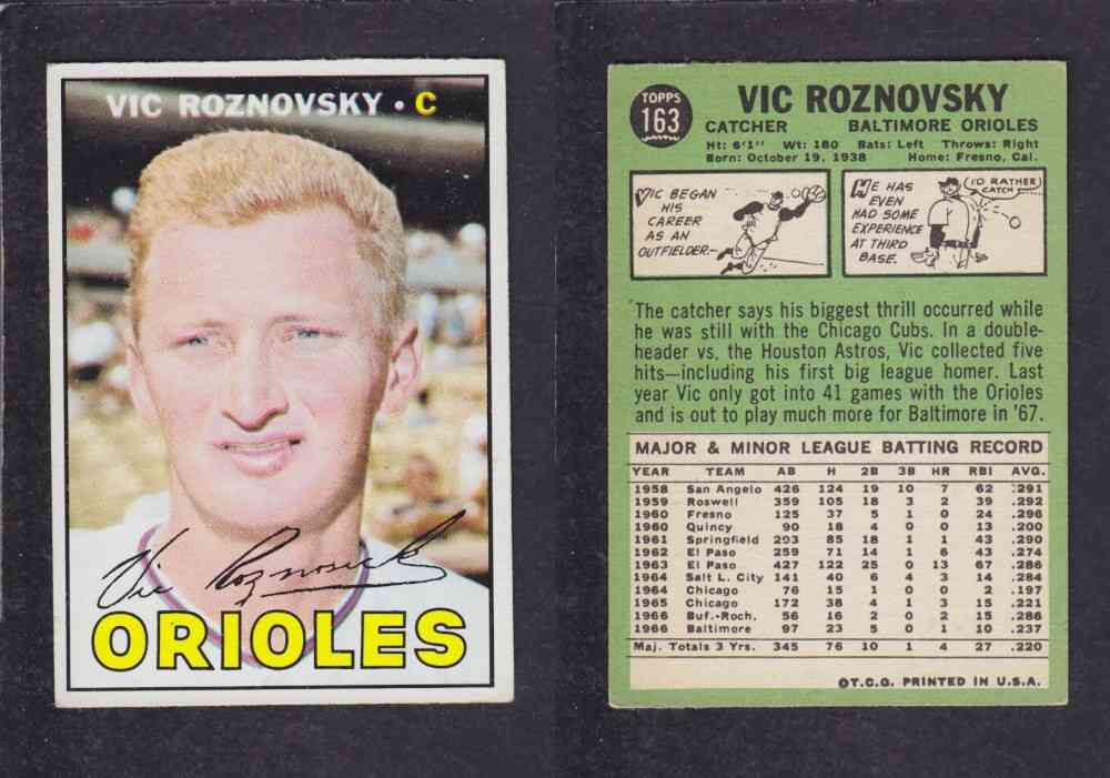 1967   TOPPS BASEBALL CARD  #163  V. ROZNOVSKY photo