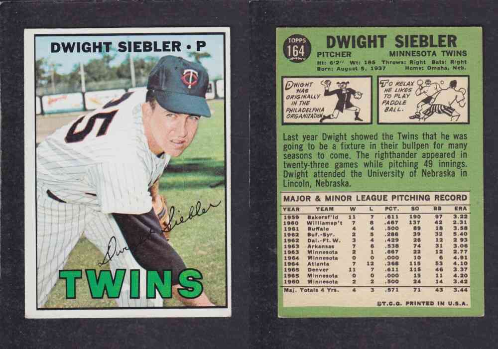 1967   TOPPS BASEBALL CARD  #164  D. SIEBLER photo