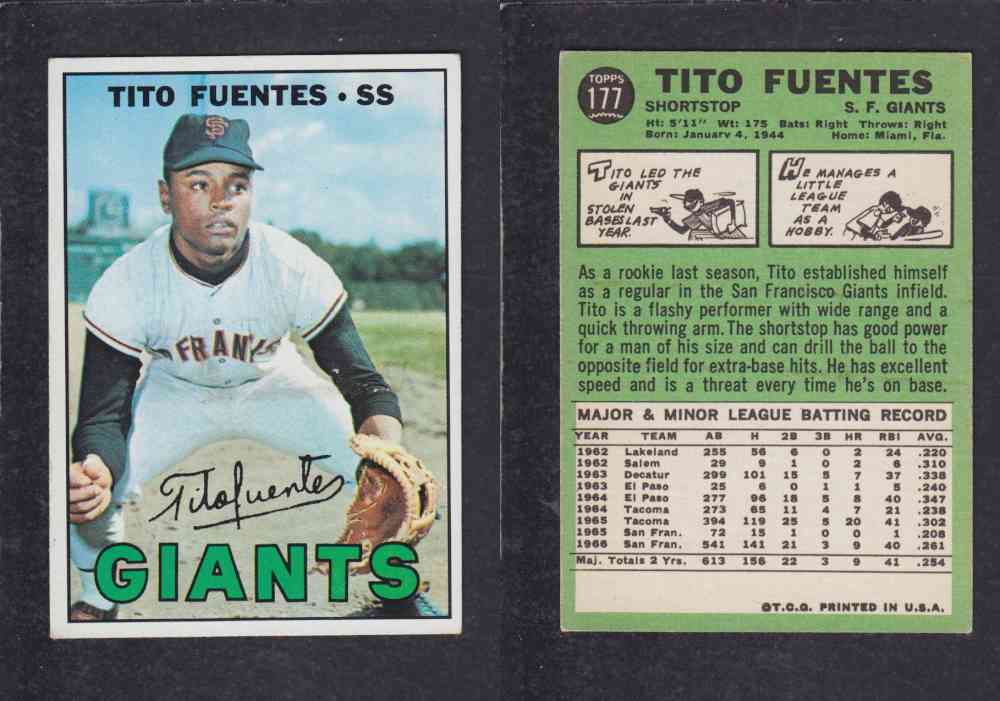 1967   TOPPS BASEBALL CARD  #177  T. FUENTES photo