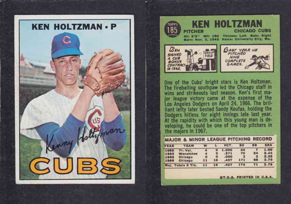 1967 TOPPS BASEBALL CARD #185 K. HOLTZMAN photo 1967 TOPPS BASEBALL CARD #185 K. HOLTZMAN photo
