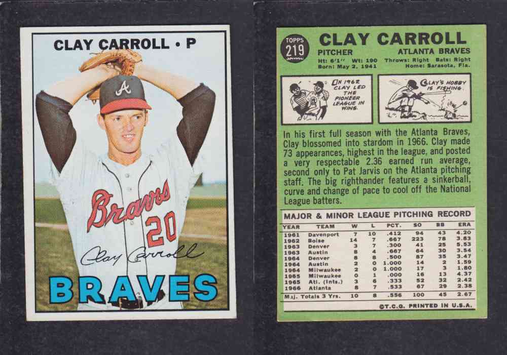 1967 TOPPS BASEBALL CARD #219 C. CARROLL photo 1967 TOPPS BASEBALL CARD #219 C. CARROLL photo