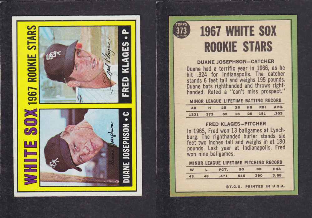 1967 TOPPS BASEBALL CARD #373 WHITE SOX ROOKIE STARS photo 1967 TOPPS BASEBALL CARD #373 WHITE SOX ROOKIE STARS photo