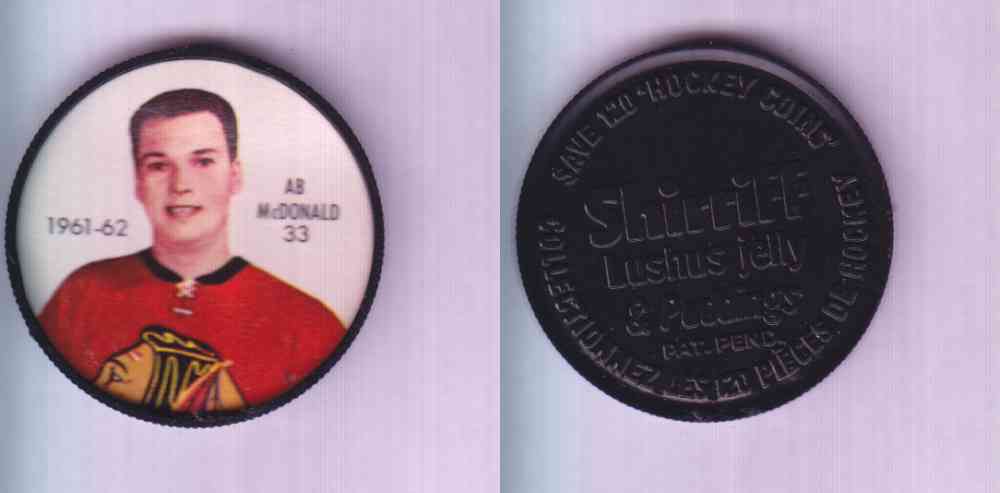 1961-62 SHIRRIFF SALADA HOCKEY COIN #33 A. McDONALD photo 1961-62 SHIRRIFF SALADA HOCKEY COIN #33 A. McDONALD photo