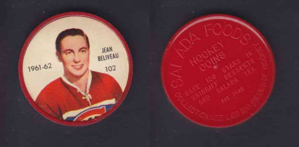 1961-62 SHIRRIFF SALADA HOCKEY COIN #102 J. BELIVEAU photo 1961-62 SHIRRIFF SALADA HOCKEY COIN #102 J. BELIVEAU photo