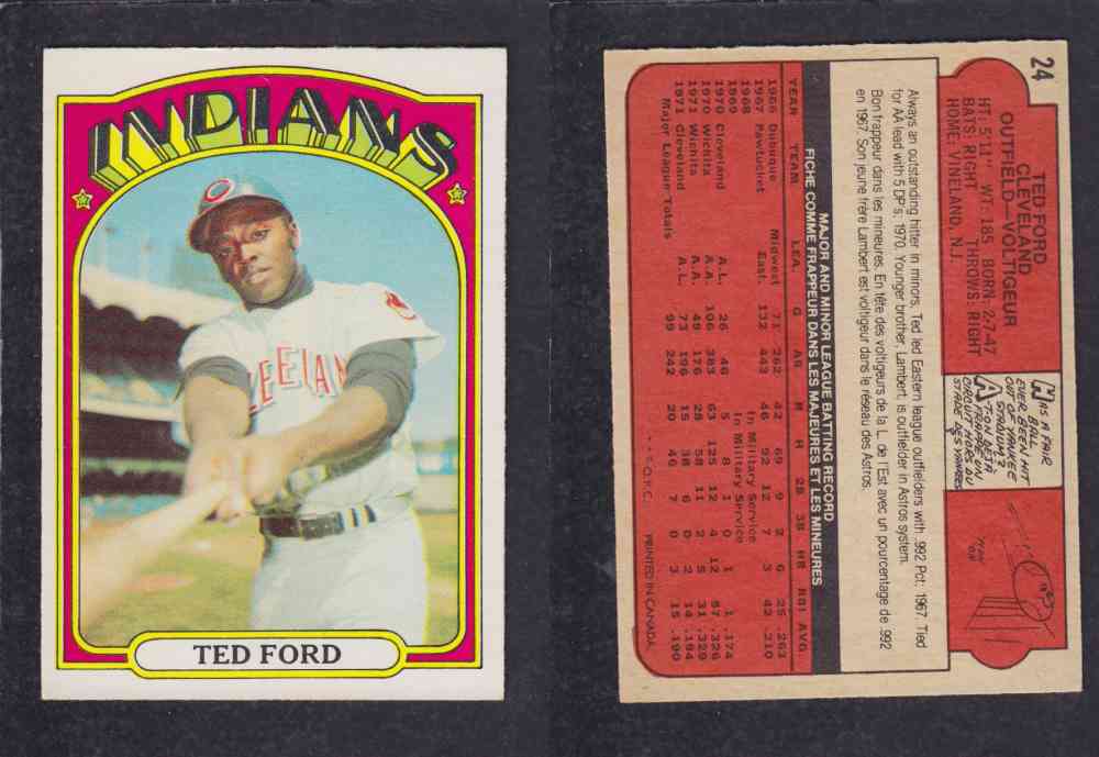 1972 O-PEE-CHEE BASEBALL CARD #24 T. FORD photo 1972 O-PEE-CHEE BASEBALL CARD #24 T. FORD photo