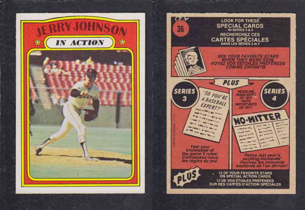 1972 O-PEE-CHEE BASEBALL CARD #36 J. JOHNSON photo 1972 O-PEE-CHEE BASEBALL CARD #36 J. JOHNSON photo