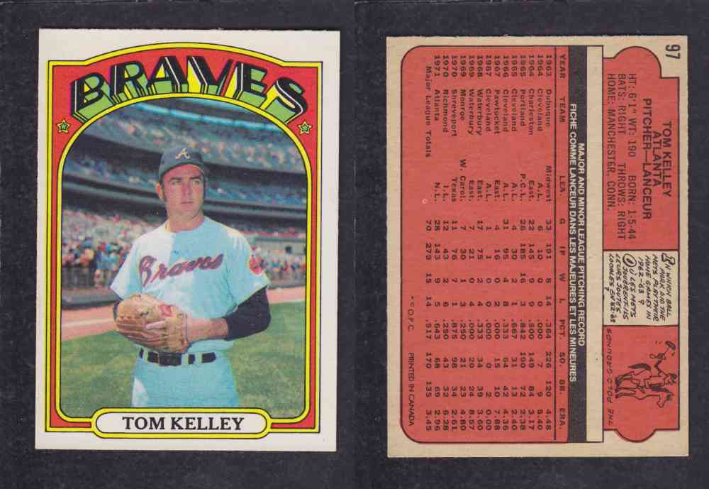 1972 O-PEE-CHEE BASEBALL CARD #97 T. KELLEY photo 1972 O-PEE-CHEE BASEBALL CARD #97 T. KELLEY photo