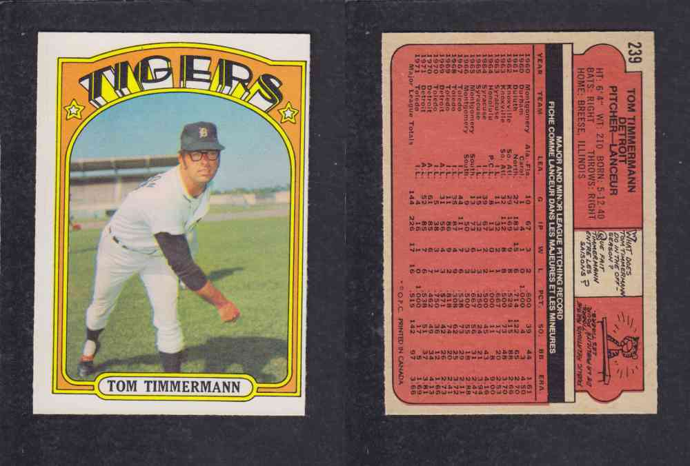 1972 O-PEE-CHEE BASEBALL CARD #239 T. TIMMERMANN photo 1972 O-PEE-CHEE BASEBALL CARD #239 T. TIMMERMANN photo