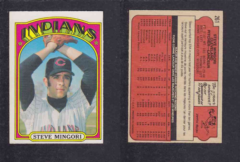 1972 O-PEE-CHEE BASEBALL CARD #261 S. MINGORI photo 1972 O-PEE-CHEE BASEBALL CARD #261 S. MINGORI photo