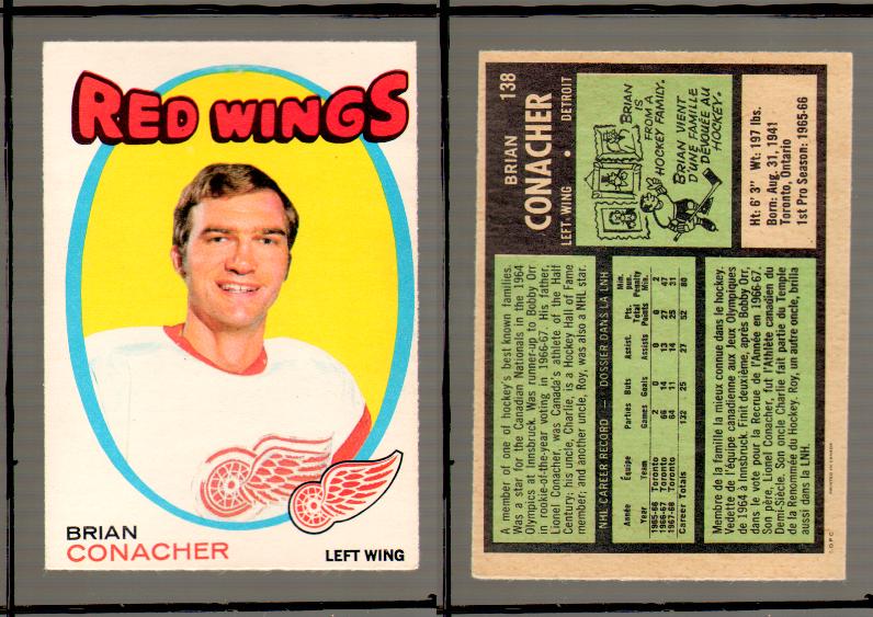 1971-72 O-PEE-CHEE HOCKEY CARD #138 B.CONACHER photo 1971-72 O-PEE-CHEE HOCKEY CARD #138 B.CONACHER photo