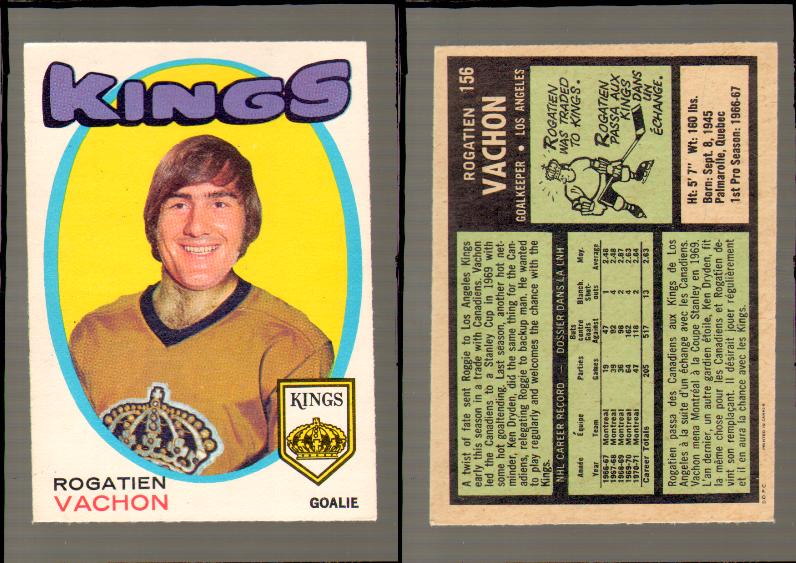 1971-72 O-PEE-CHEE HOCKEY CARD #156 R.VACHON photo 1971-72 O-PEE-CHEE HOCKEY CARD #156 R.VACHON photo