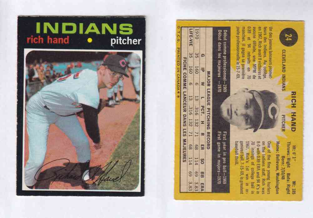 1971 O-PEE-CHEE BASEBALL CARDS #24 R. HAND photo 1971 O-PEE-CHEE BASEBALL CARDS #24 R. HAND photo