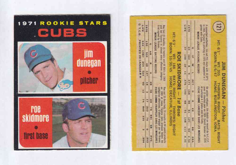 1971 O-PEE-CHEE BASEBALL CARDS #121 J. DUNEGAN photo 1971 O-PEE-CHEE BASEBALL CARDS #121 J. DUNEGAN photo