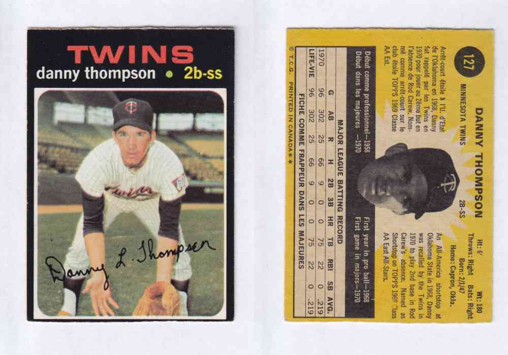 1971 O-PEE-CHEE BASEBALL CARDS #127 D. THOMPSON photo 1971 O-PEE-CHEE BASEBALL CARDS #127 D. THOMPSON photo