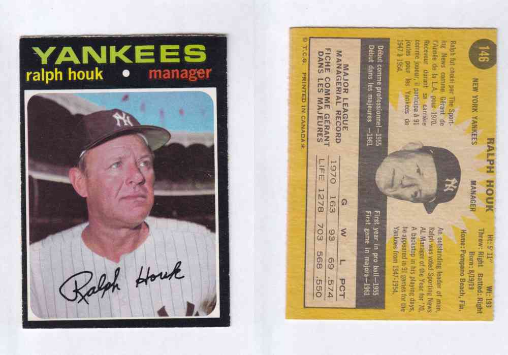 1971 O-PEE-CHEE BASEBALL CARDS #146 R. HOUK photo 1971 O-PEE-CHEE BASEBALL CARDS #146 R. HOUK photo