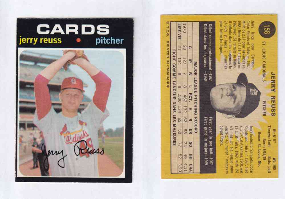1971 O-PEE-CHEE BASEBALL CARDS #158 J. REUSS photo 1971 O-PEE-CHEE BASEBALL CARDS #158 J. REUSS photo