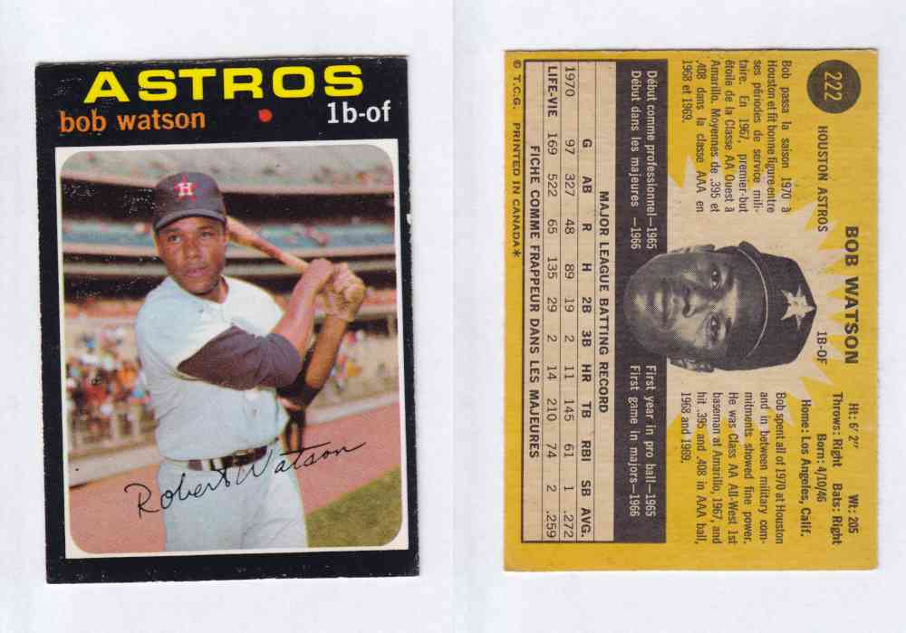 1971 O-PEE-CHEE BASEBALL CARDS #222 B. WATSON photo 1971 O-PEE-CHEE BASEBALL CARDS #222 B. WATSON photo