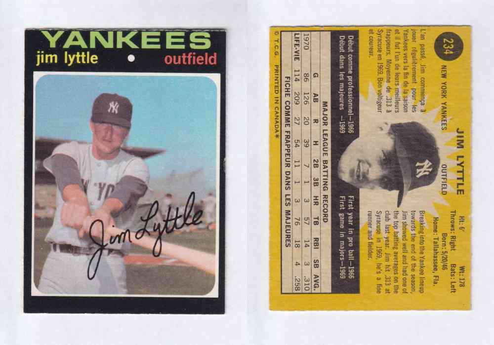 1971 O-PEE-CHEE BASEBALL CARDS #234 J. LYTTLE photo 1971 O-PEE-CHEE BASEBALL CARDS #234 J. LYTTLE photo