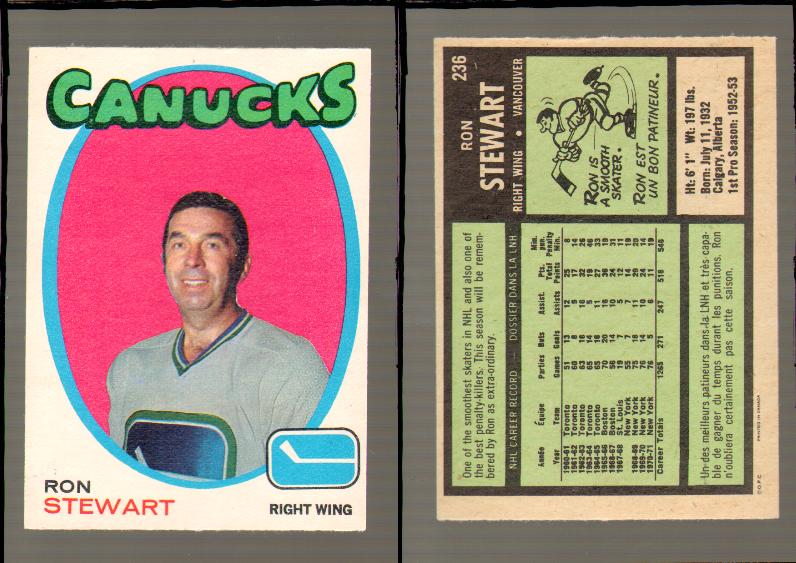 1971-72 O-PEE-CHEE HOCKEY CARD #236 R.STEWART photo