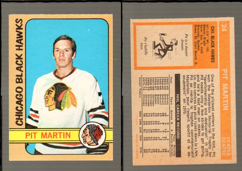 1972-73 O-PEE-CHEE HOCKEY CARD #24 P.MARTIN photo 1972-73 O-PEE-CHEE HOCKEY CARD #24 P.MARTIN photo