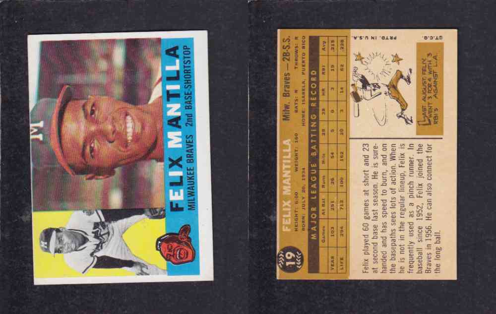 1960 TOPPS BASEBALL CARD #19 F. MANTILLA photo 1960 TOPPS BASEBALL CARD #19 F. MANTILLA photo