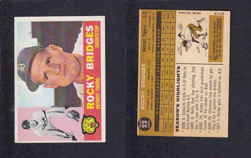 1960 TOPPS BASEBALL CARD #22 R. BRIDGES photo 1960 TOPPS BASEBALL CARD #22 R. BRIDGES photo