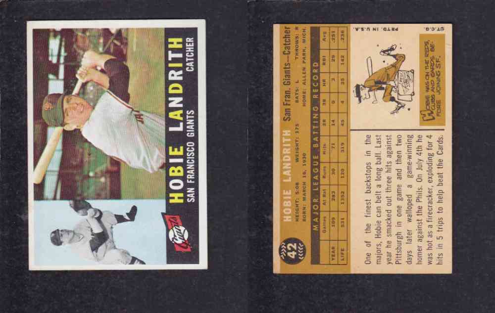 1960 TOPPS BASEBALL CARD #42 H. LANDRITH photo 1960 TOPPS BASEBALL CARD #42 H. LANDRITH photo