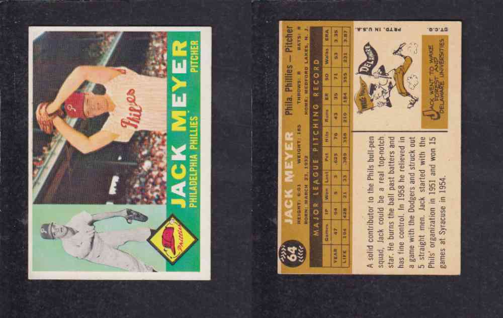 1960 TOPPS BASEBALL CARD #64 J. MEYER photo 1960 TOPPS BASEBALL CARD #64 J. MEYER photo