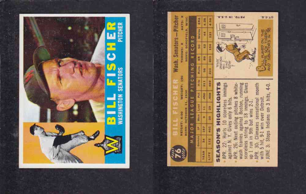 1960 TOPPS BASEBALL CARD #76 B FISHER photo 1960 TOPPS BASEBALL CARD #76 B FISHER photo