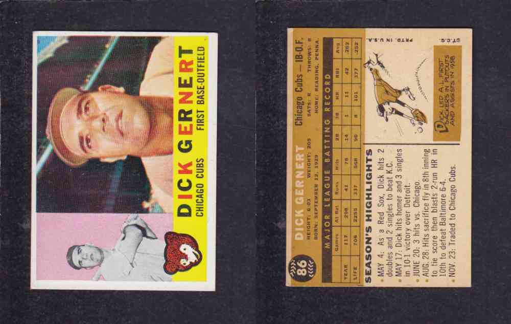 1960 TOPPS BASEBALL CARD #86 D. GERNERT photo 1960 TOPPS BASEBALL CARD #86 D. GERNERT photo