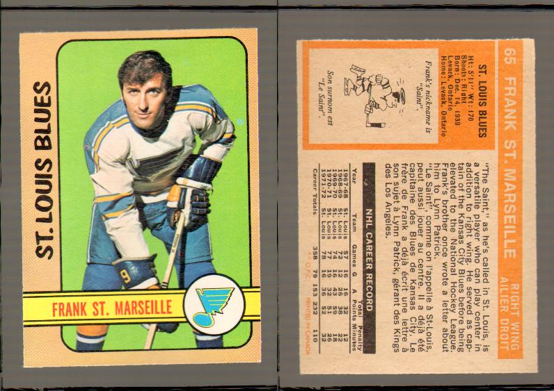 1972-73 O-PEE-CHEE HOCKEY CARD #65 F.ST-MARSEILLE photo